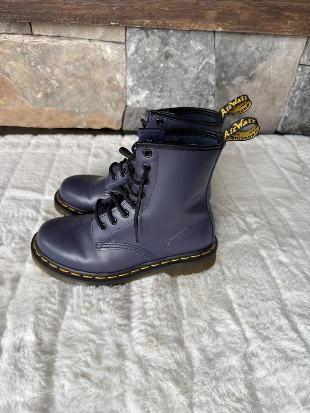 Kids size 4 Dr Martens purple Leather 8-Eye Lace-Up Kids Boots NWT